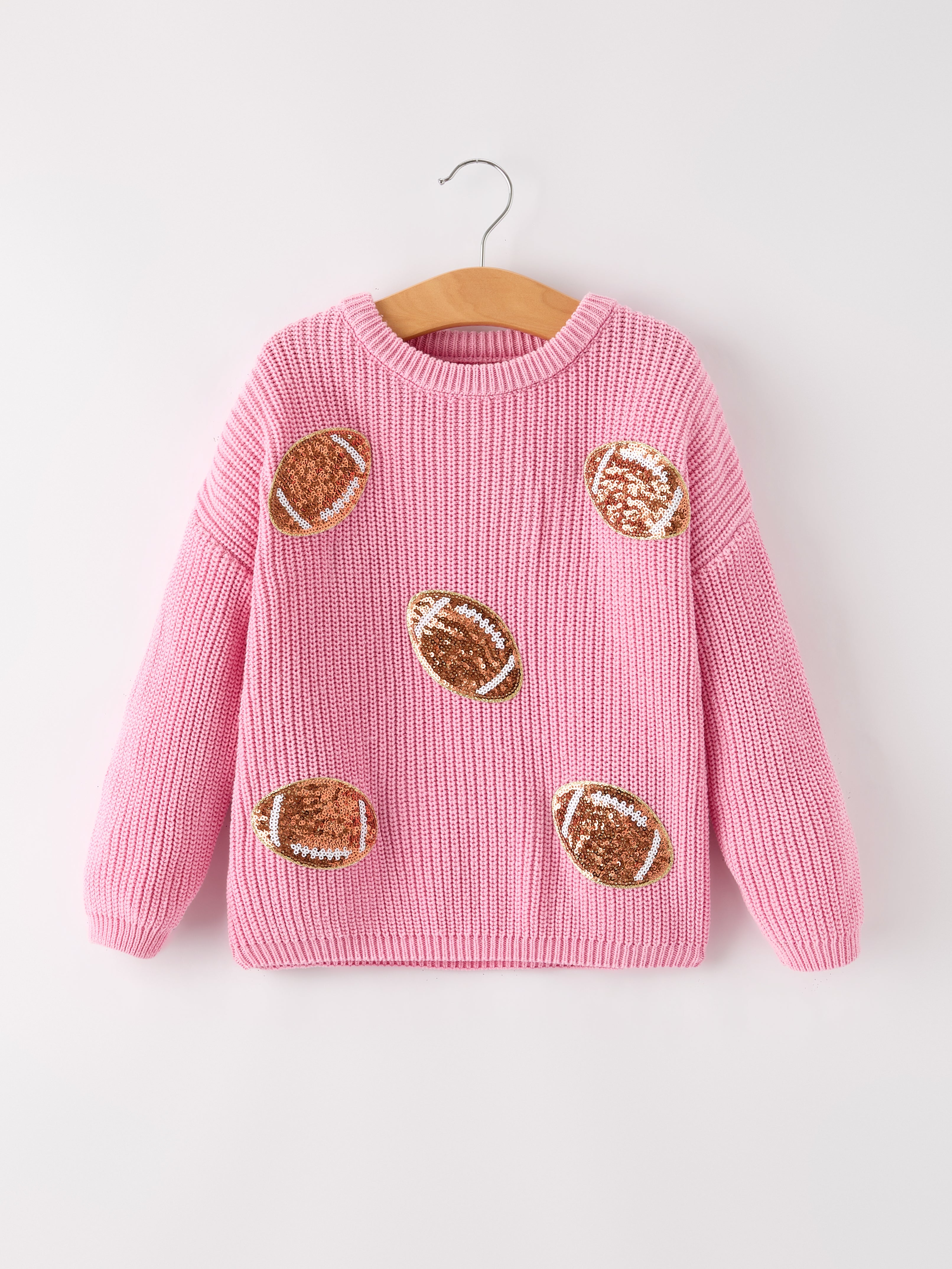 Winter Christmas Pink Football Girls Pullover Sweater