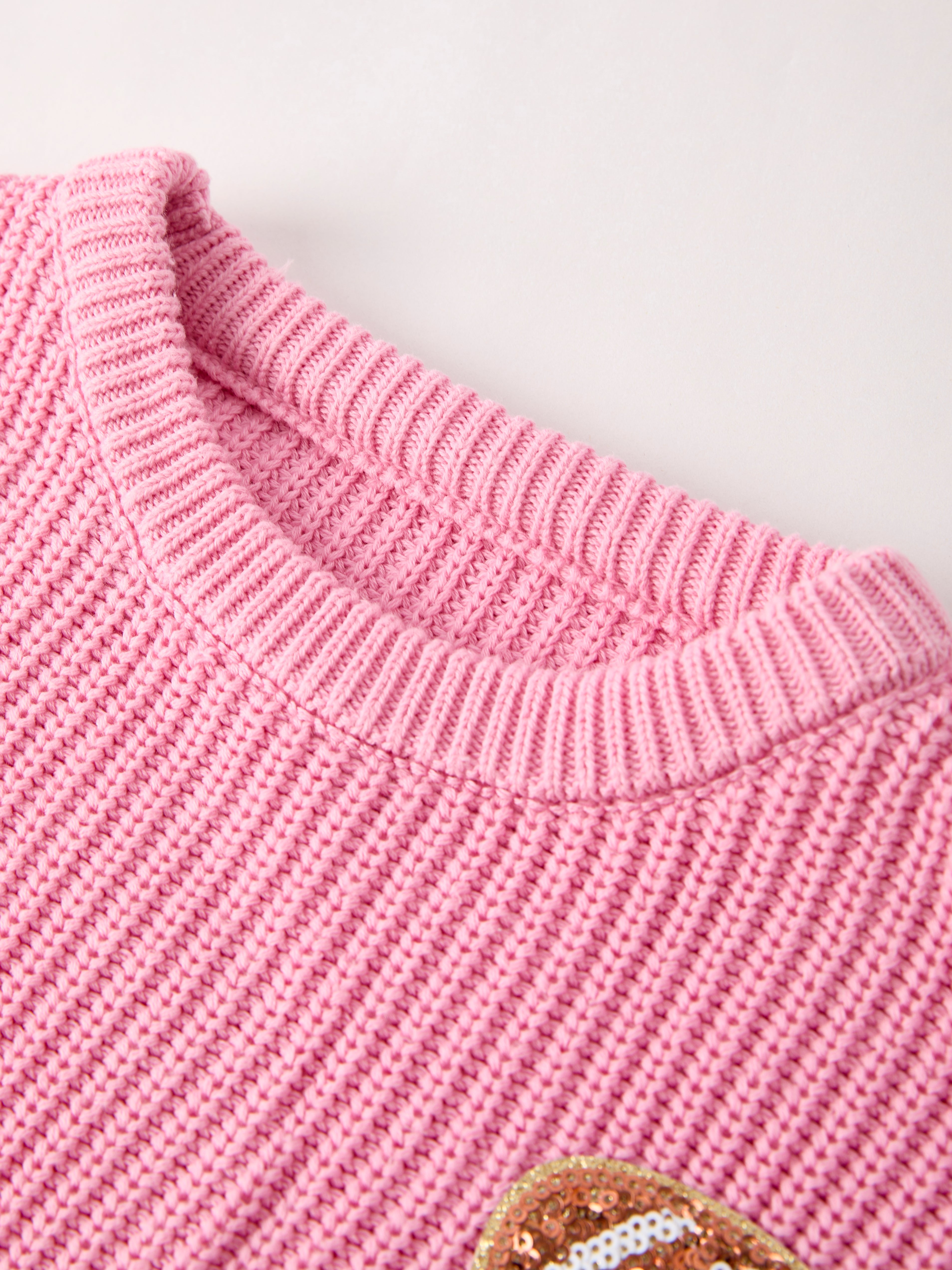 Winter Christmas Pink Football Girls Pullover Sweater