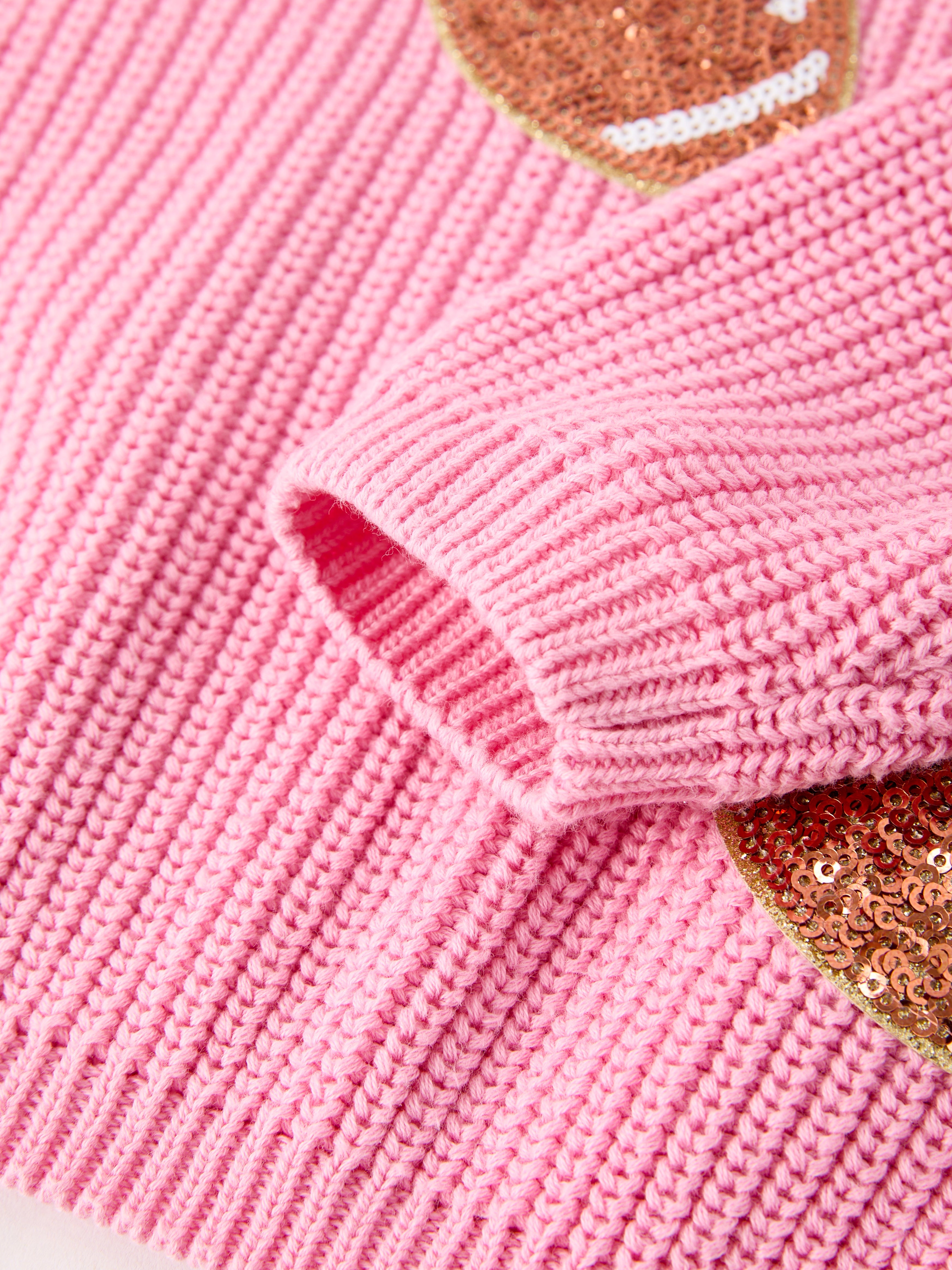 Winter Christmas Pink Football Girls Pullover Sweater