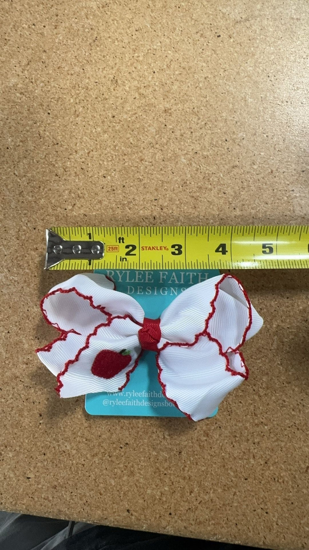 BACK TO SCHOOL Apple Bow Hairpin 4 Inch