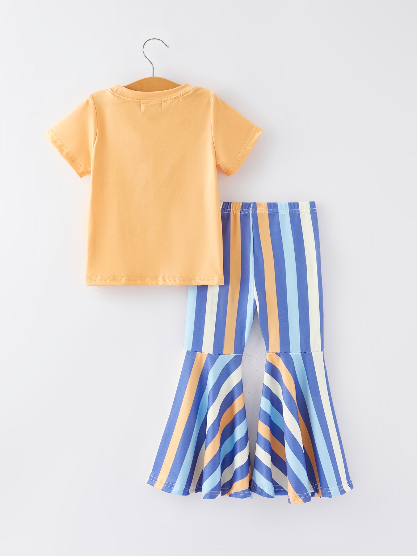 Girls Cartoon Print Top+Bell-Bottom Pants Outfits