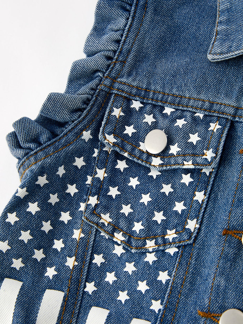 4th of july Stars Stripes Vest Girls Denim Vest
